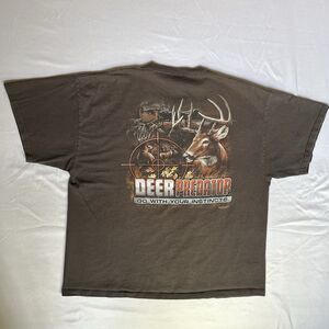 Vintage Y2K Delta Hunting T-Shirt Men XL Deer Predator Buck Gun Rifle Brown 2007